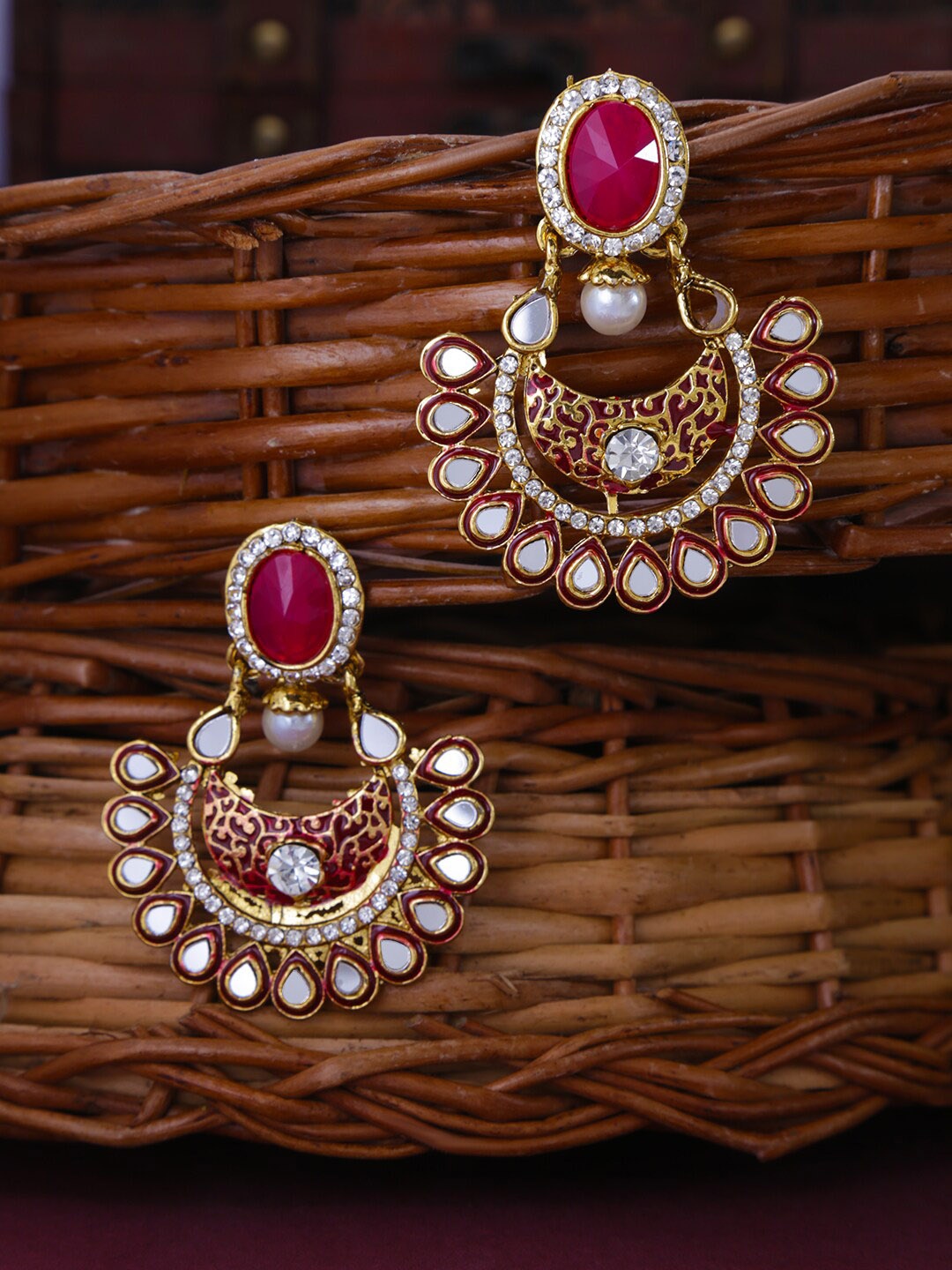 

LIVE EVIL Magenta Contemporary Chandbalis Earrings