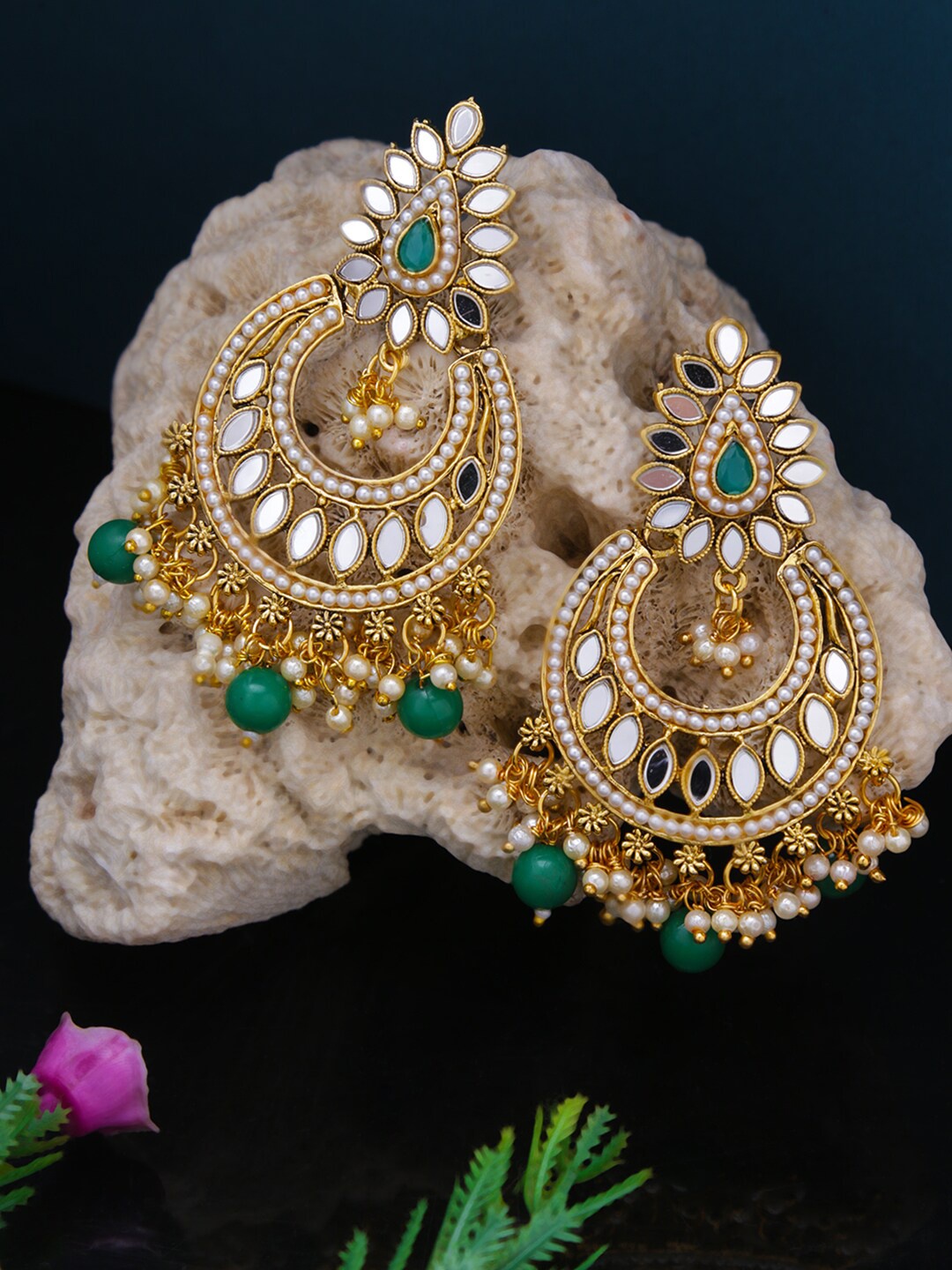 

LIVE EVIL Green Contemporary Chandbalis Earrings