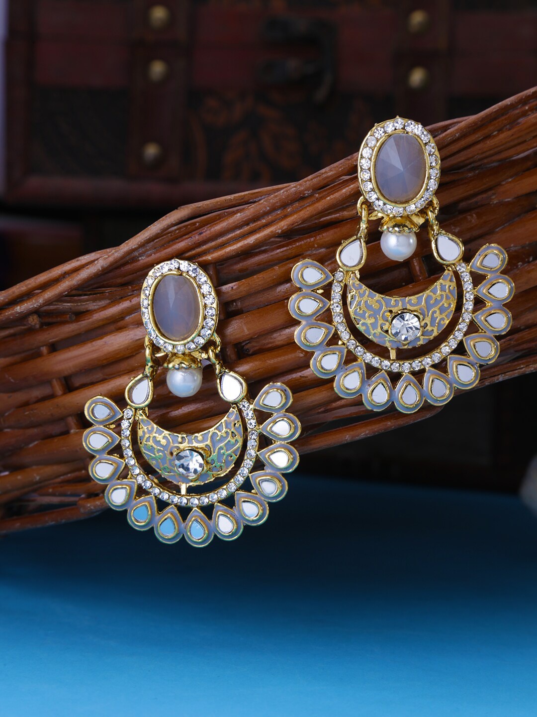 

LIVE EVIL Grey Contemporary Chandbalis Earrings