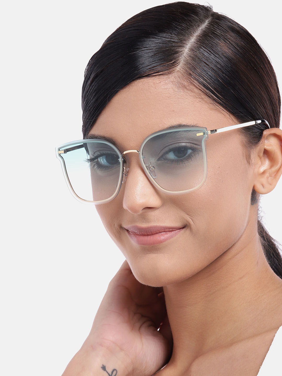 

Voyage Women Blue Lens & Gold-Toned Cateye Sunglasses with UV Protected Lens