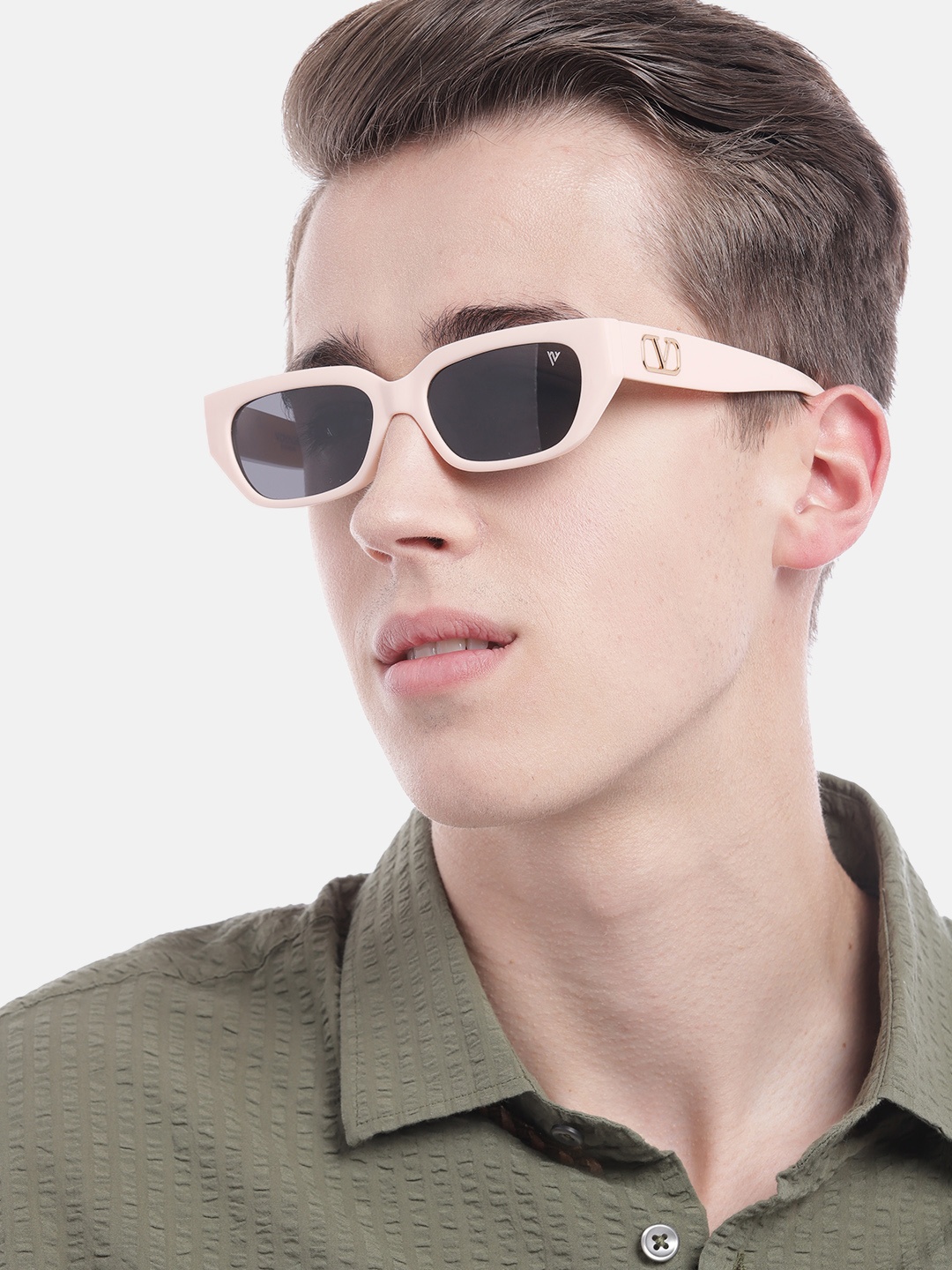 

Voyage Unisex Black Lens & White Oval Sunglasses with UV Protected Lens