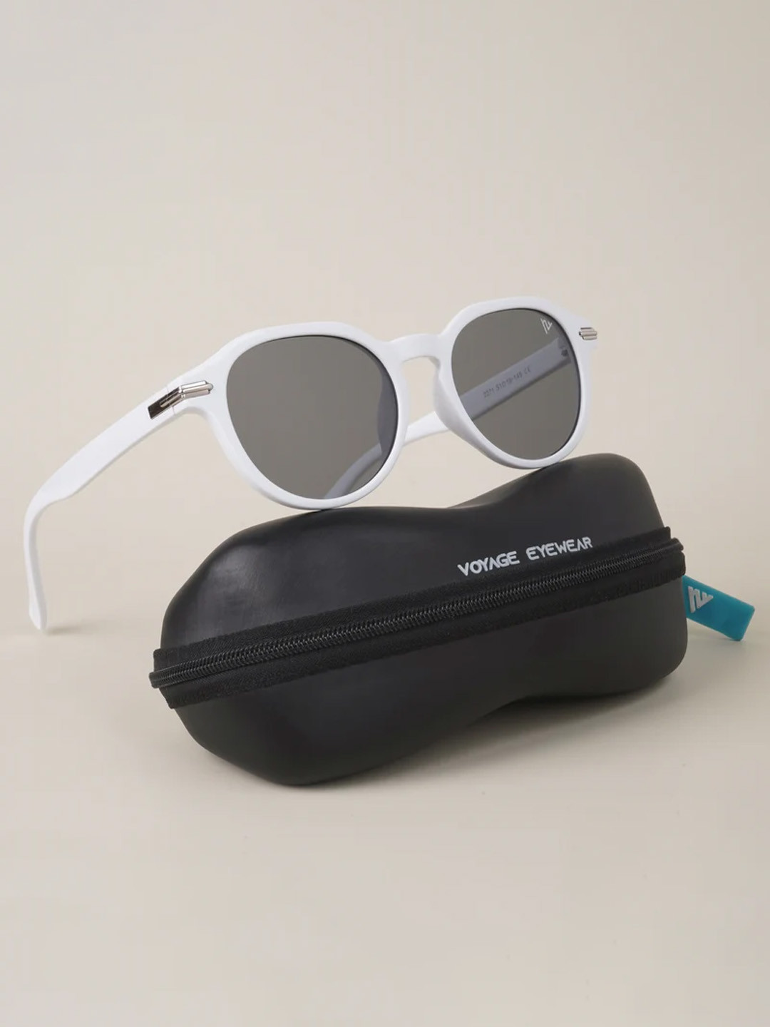 

Voyage Unisex Grey Lens & White Round Sunglasses with UV Protected Lens