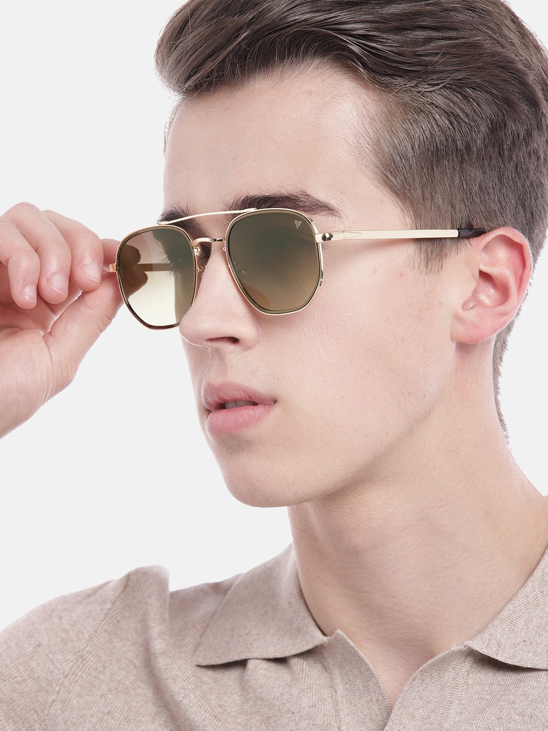 

Voyage Unisex Brown Lens & Gold-Toned Round Sunglasses with UV Protected Lens