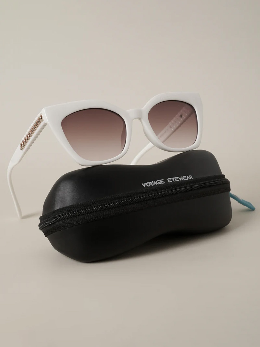 

Voyage Women Brown Lens & White Cateye Sunglasses with UV Protected Lens
