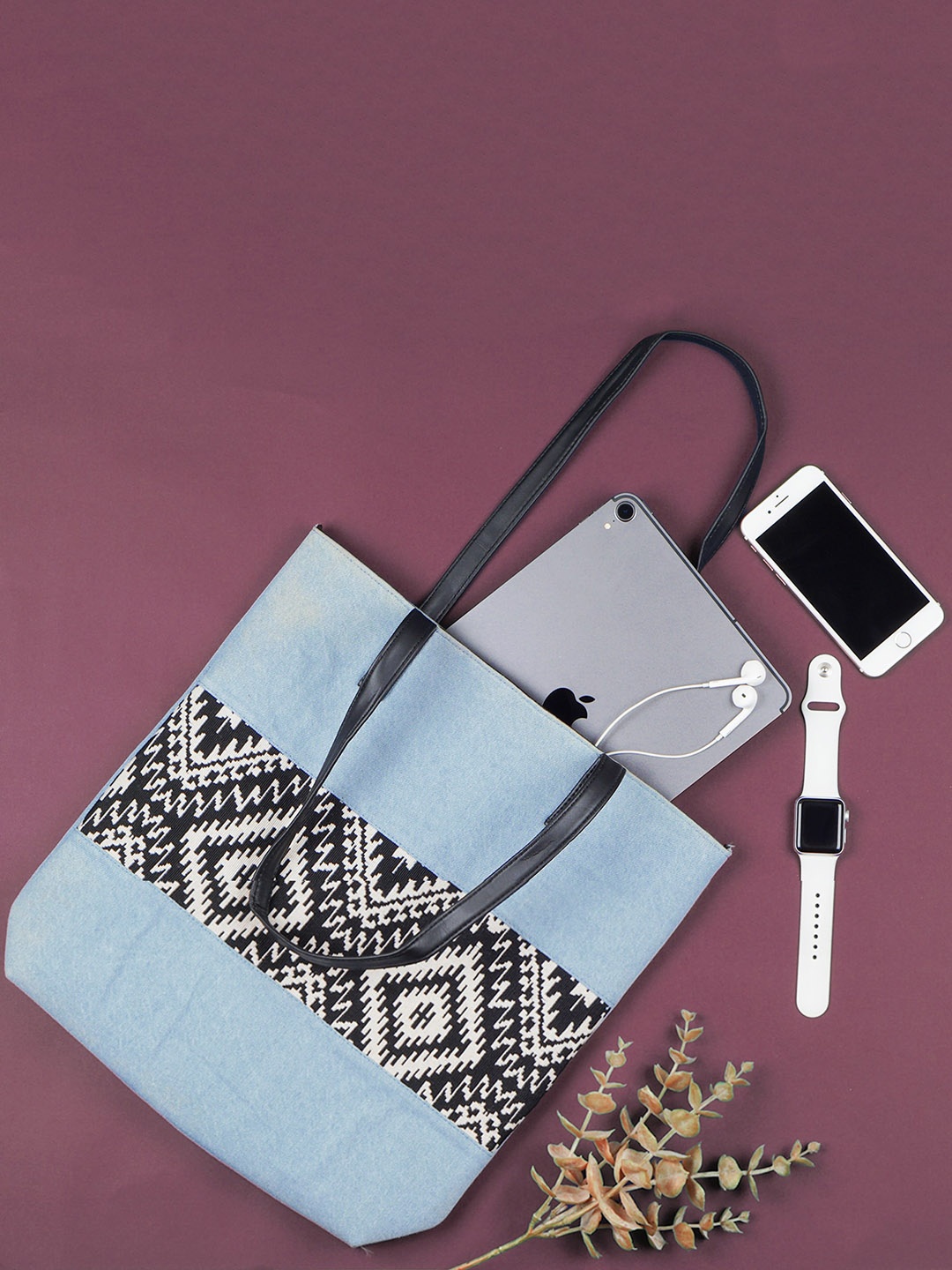 

Kanvas Katha Blue Denim Tote Bag