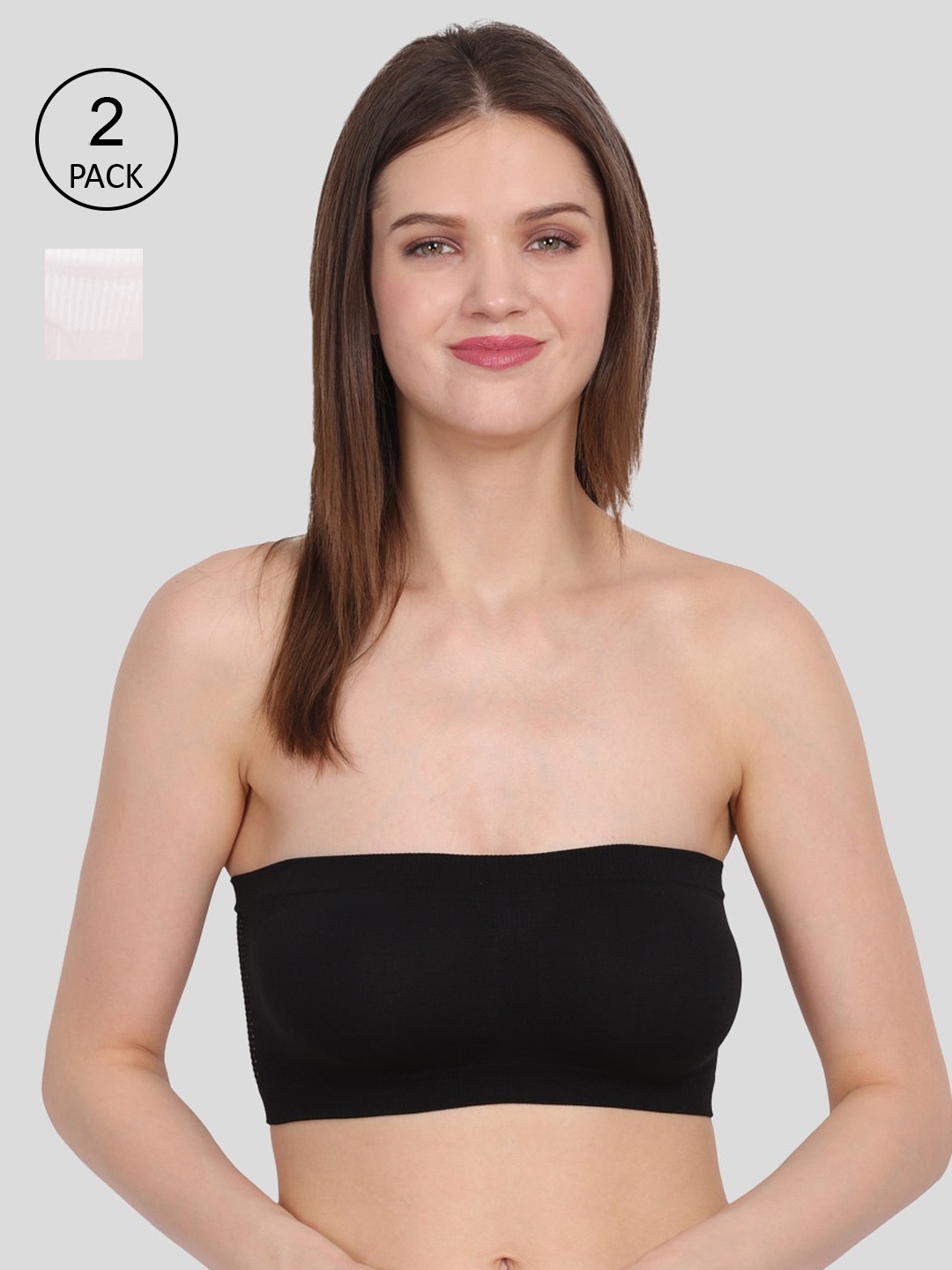 

Amour Secret Black & White Non-Padded Bandeau Bra Pack of 2