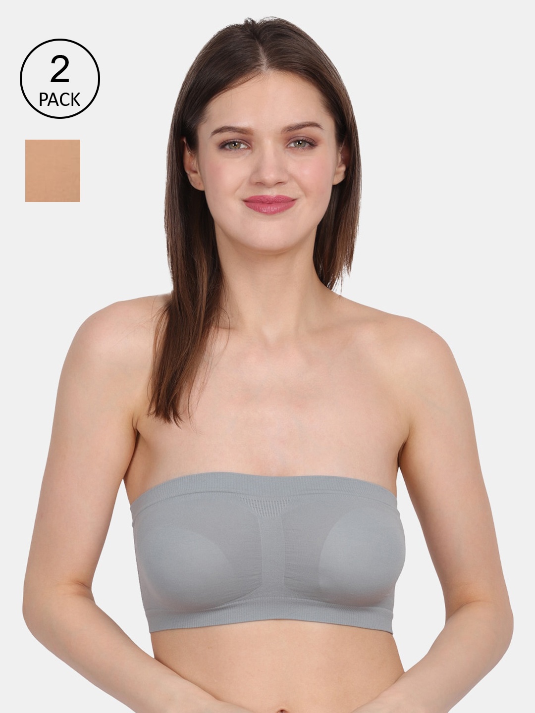 

Amour Secret Grey & Nude Non-Padded Tube/Bandeau Bra Pack of 2