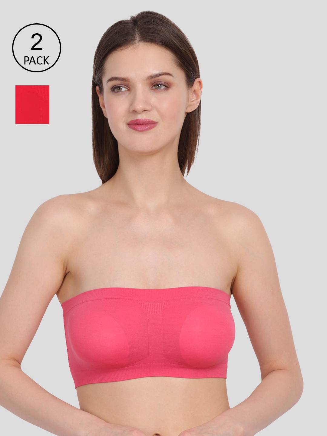 

Amour Secret Red & Coral Non-Padded Tube/Bandeau Bra Pack of 2