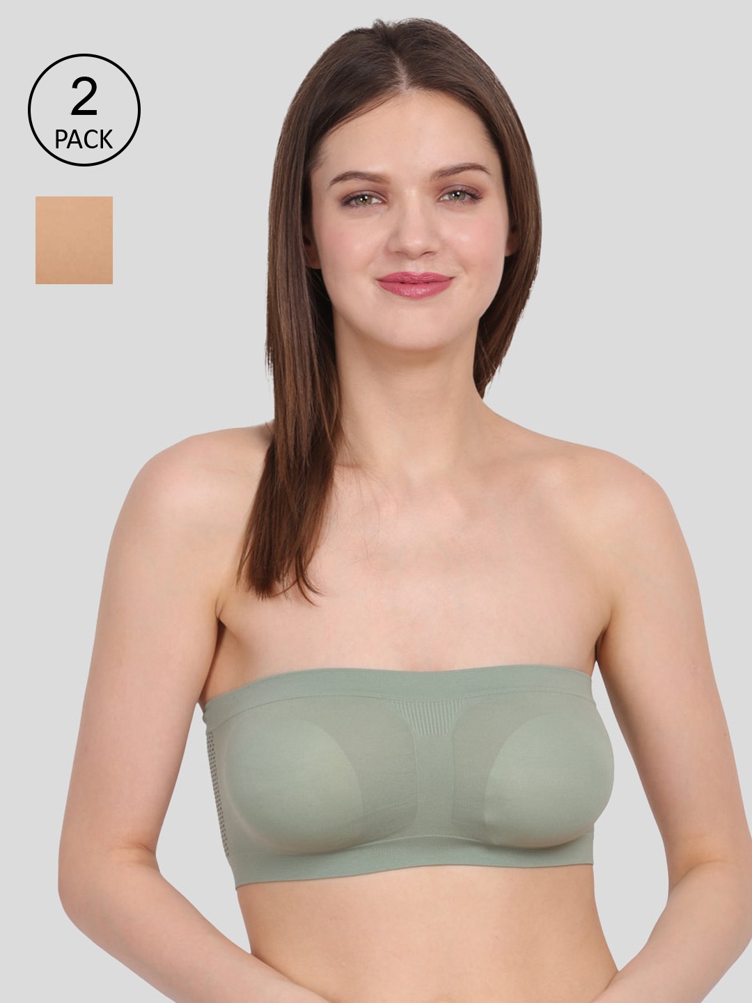 

Amour Secret Green & Nude Non-Padded Tube/Bandeau Bra Pack Of 2