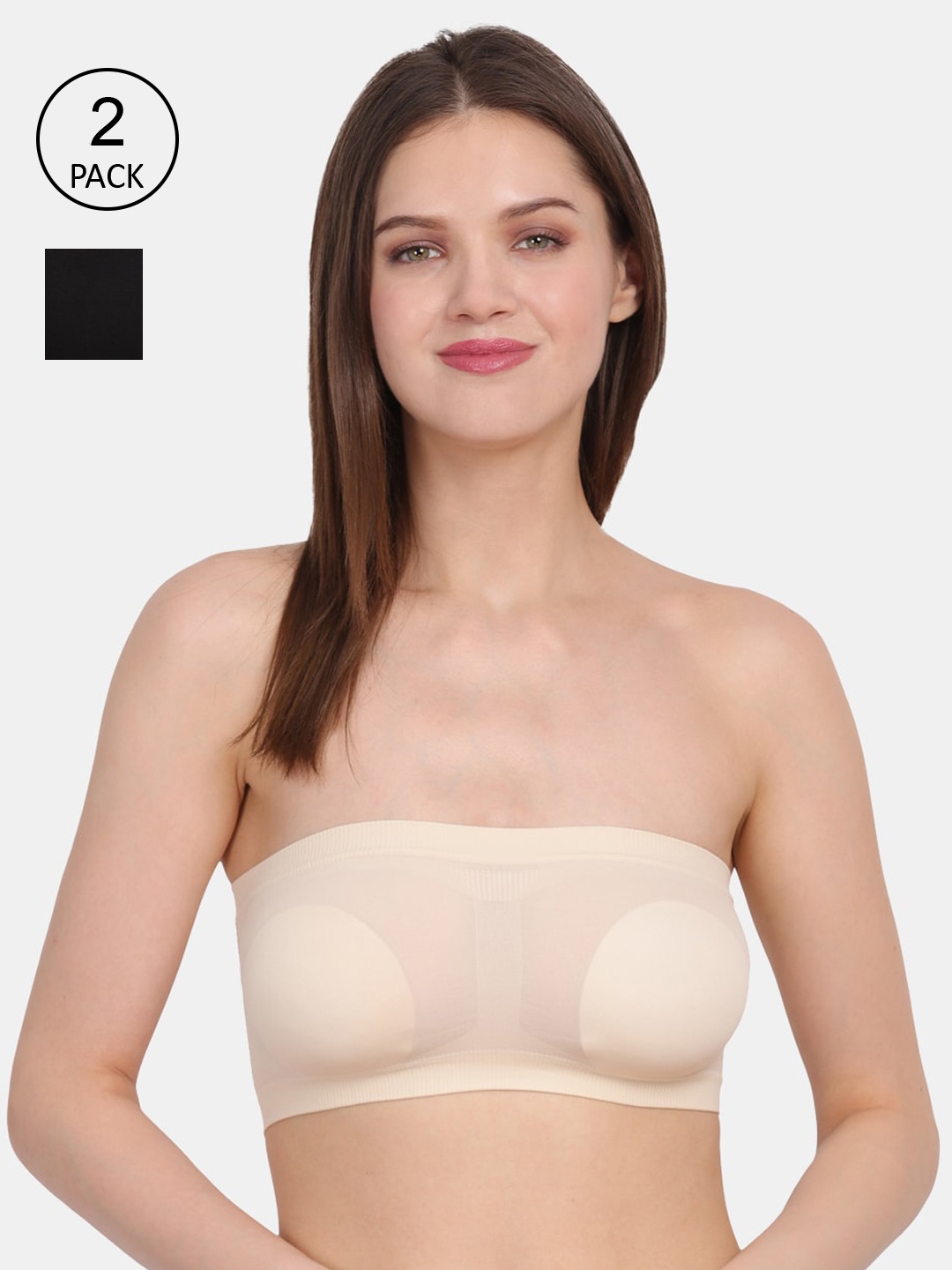 

Amour Secret Black & Beige Bandeau Bra Pack of 2