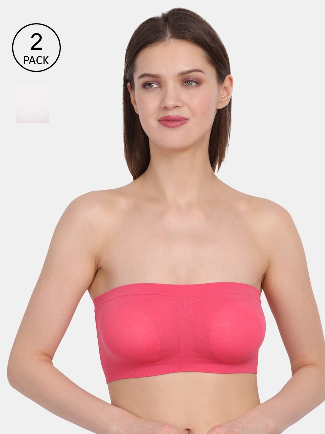 

Amour Secret Women's Coral & White Pack of 2 Non-Padded Tube/Bandeau Bra