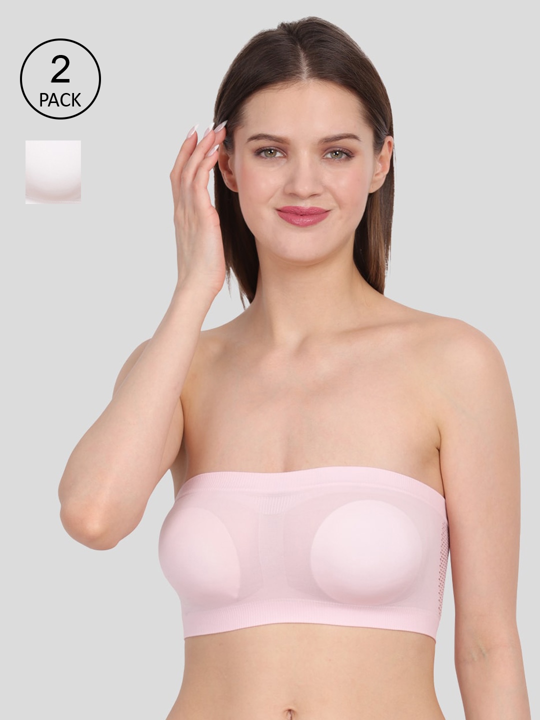 

Amour Secret Pink & White Bandeau Non-padded/Tube Bra pack of 2