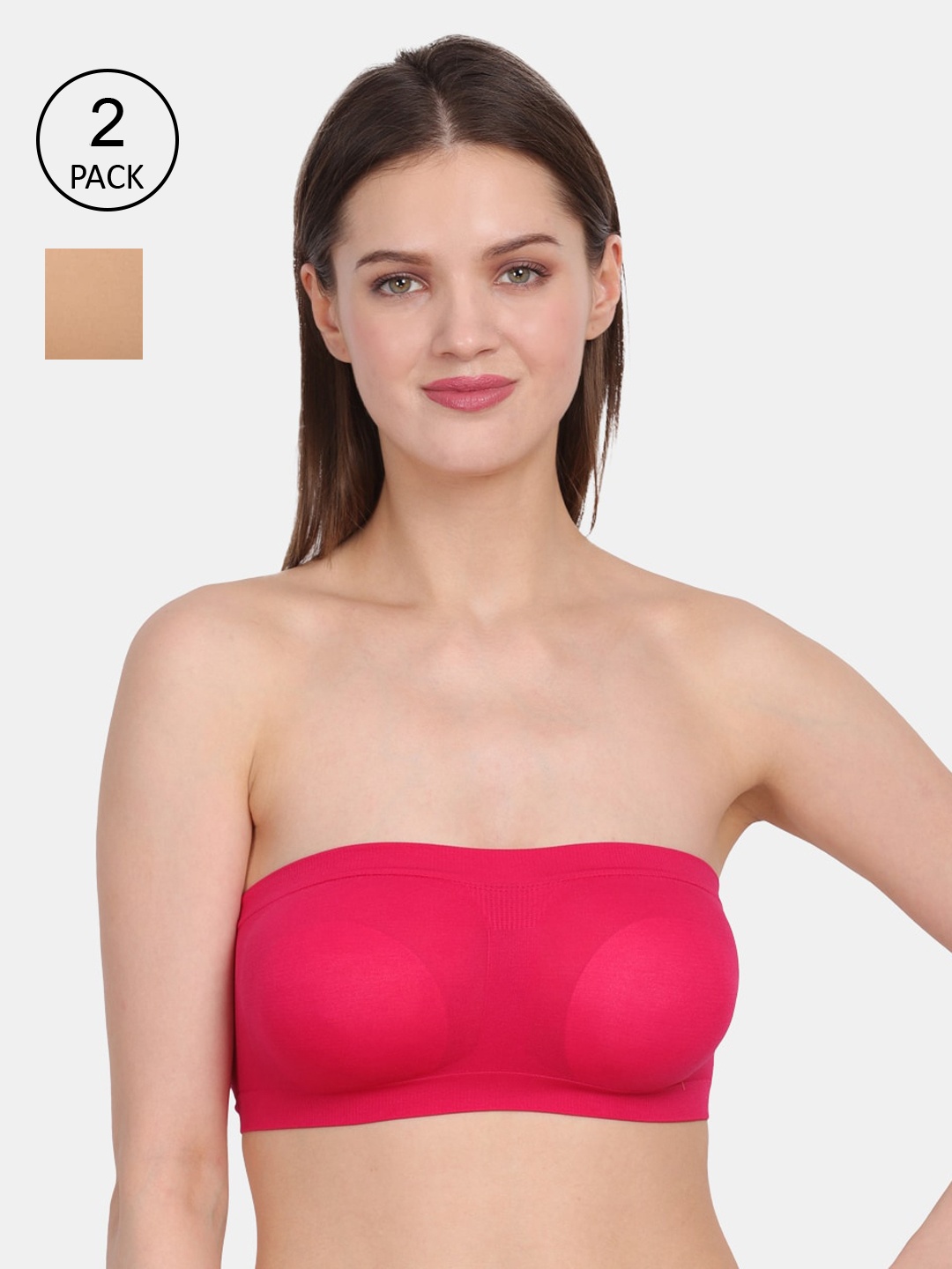 

Amour Secret Fuchsia & Nude-Coloured Bandeau Non padded/Tube Bra pack of 2