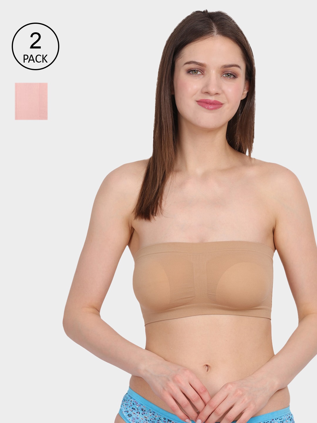 

Amour Secret Pack Of 2 Nude & Peach Non Padded & Non Wired Bandeau Bra