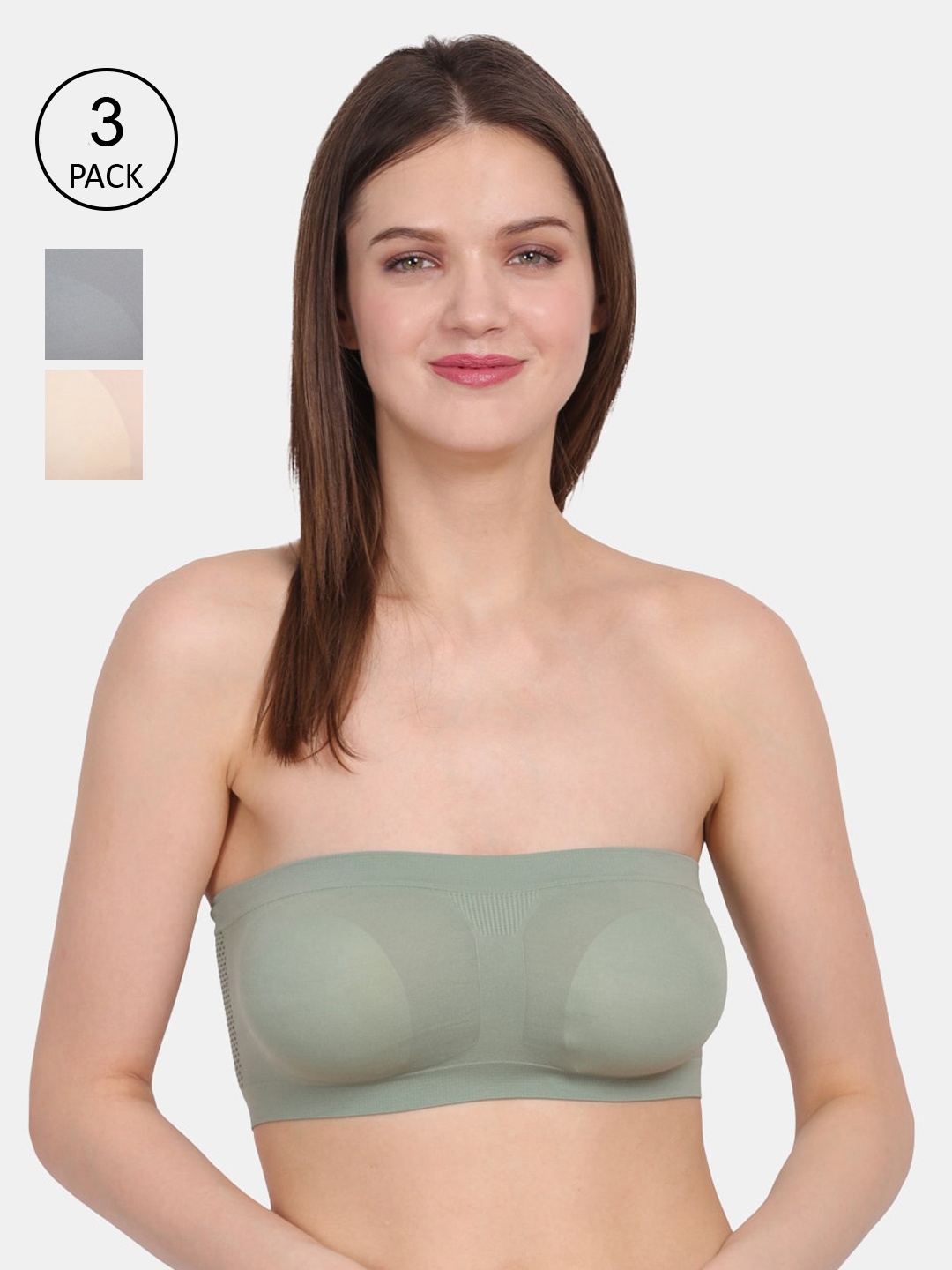 

Amour Secret Women's Pack Of 3 Grey & Green Non-Padded Tube/Bandeau Bra