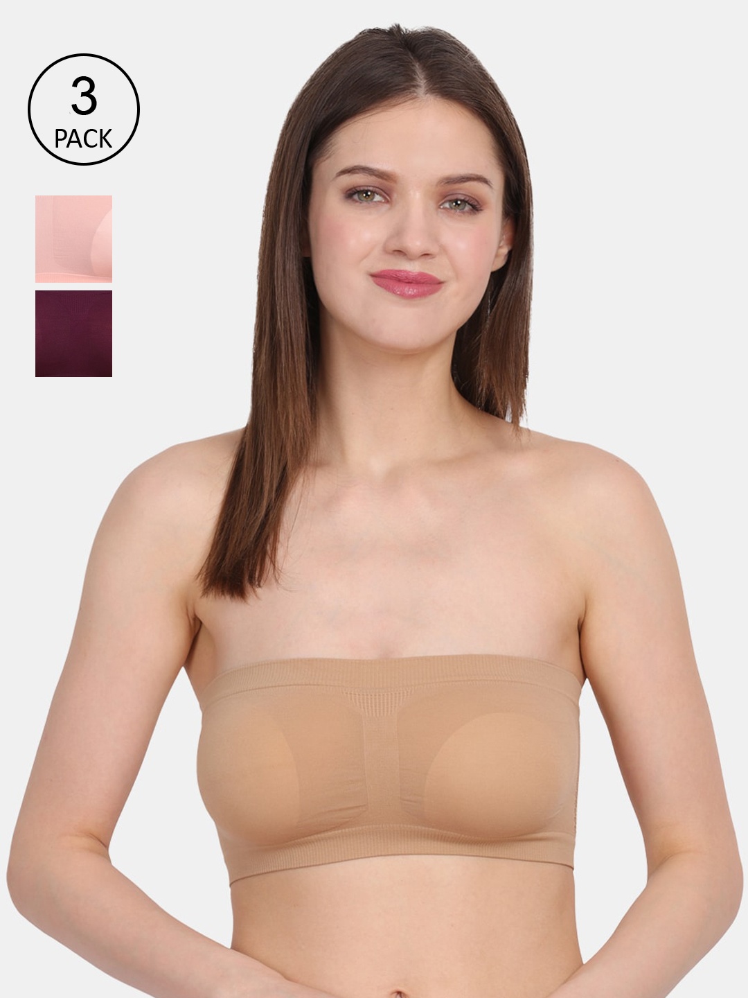 

Amour Secret Women's Pack Of 3 Nude & Peach Non-Padded Tube/Bandeau Bra