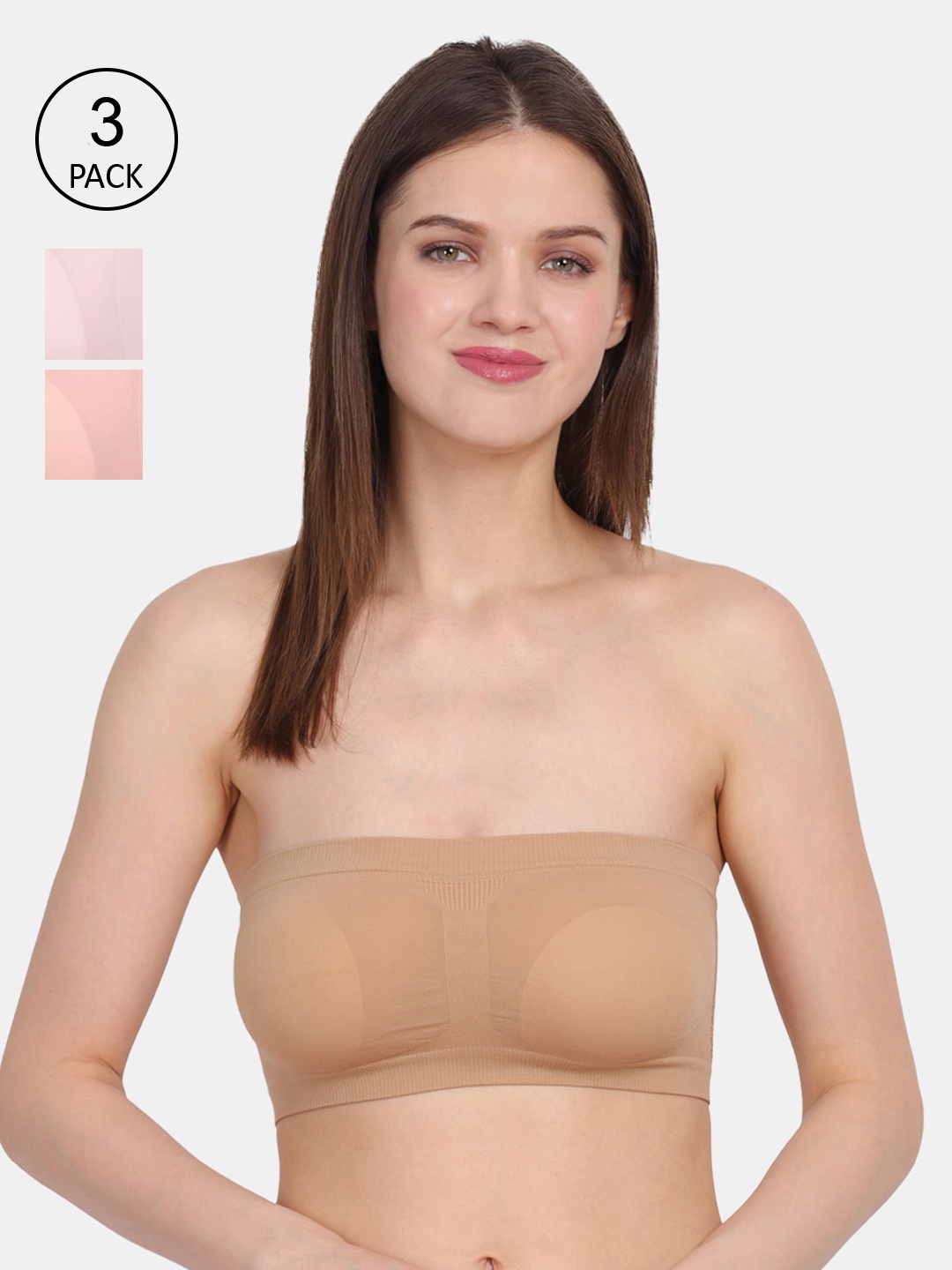 

Amour Secret Nude-Coloured & Peach-Coloured Bandeau Bra