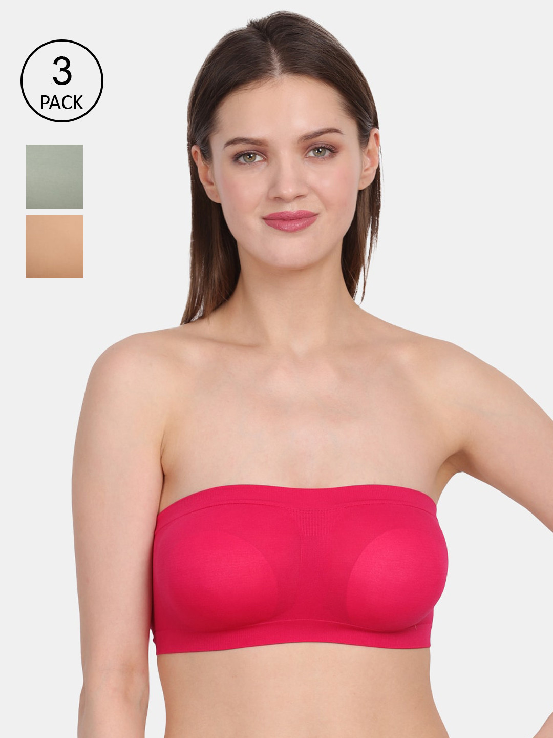 

Amour Secret Women Pack of 3 Multi Non-Padded Tube/Bandeau Bra, Pink