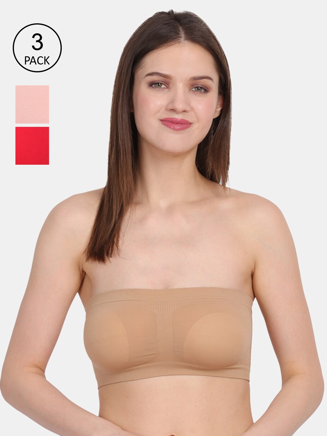 

Amour Secret Women Red, Peach & Nude Bandeau Bra