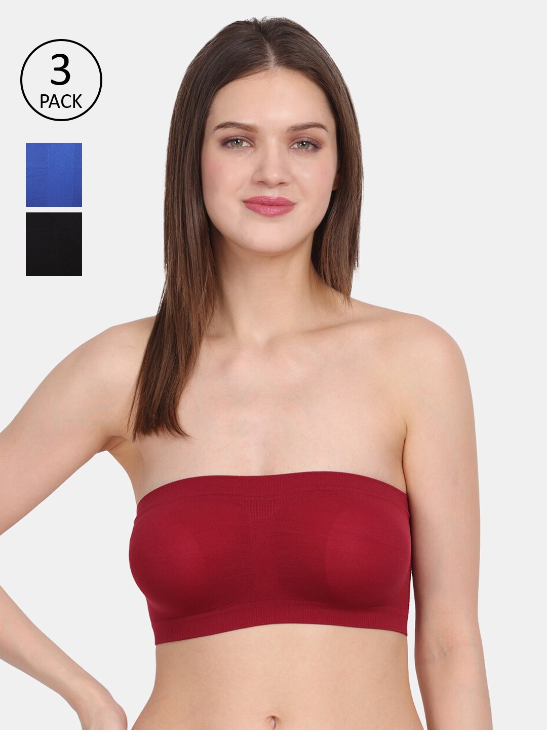 

Amour Secret Women Set of 3 Non-Padded Tube/Bandeau Bra, Black