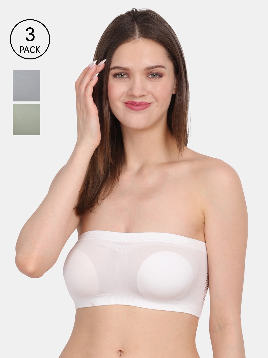 

Amour Secret White & Green Bandeau Bra