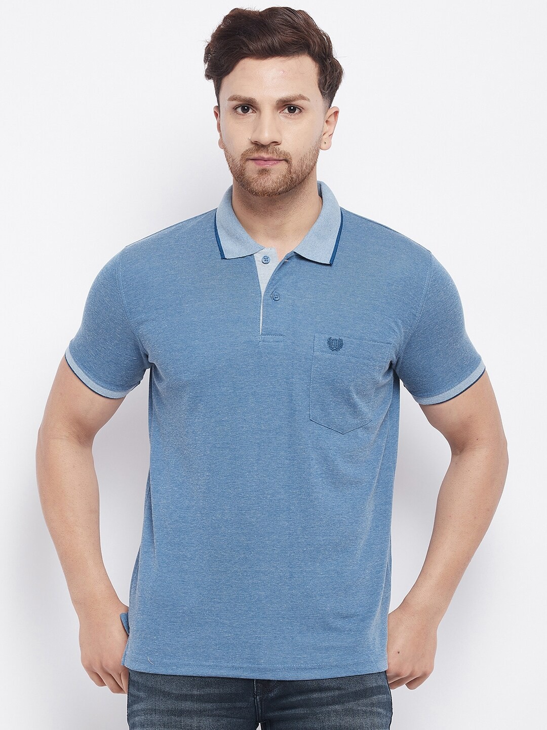 

Duke Men Blue Polo Collar T-shirt