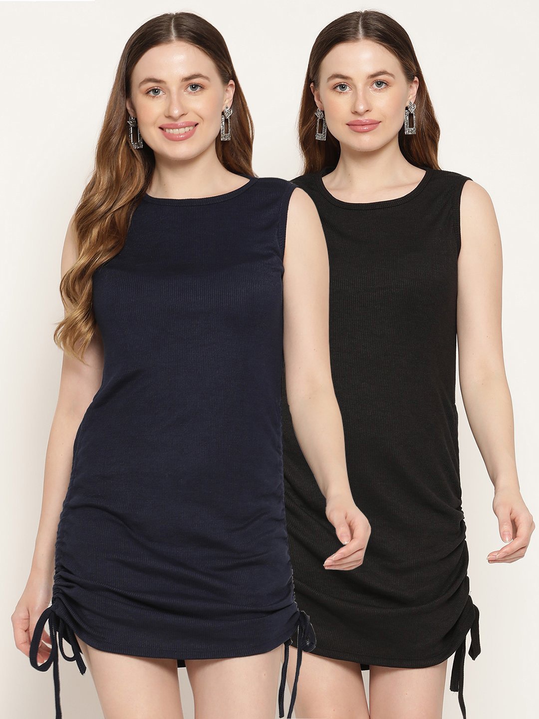 

Miaz Lifestyle Navy Blue Scuba Sheath Mini Dress