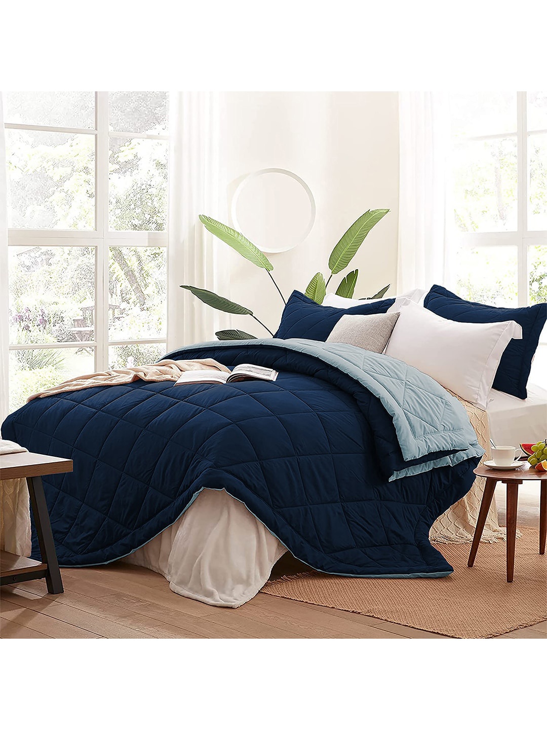 

AEROHAVEN Navy Blue Microfiber AC Room 210 GSM Double Bed Comforter