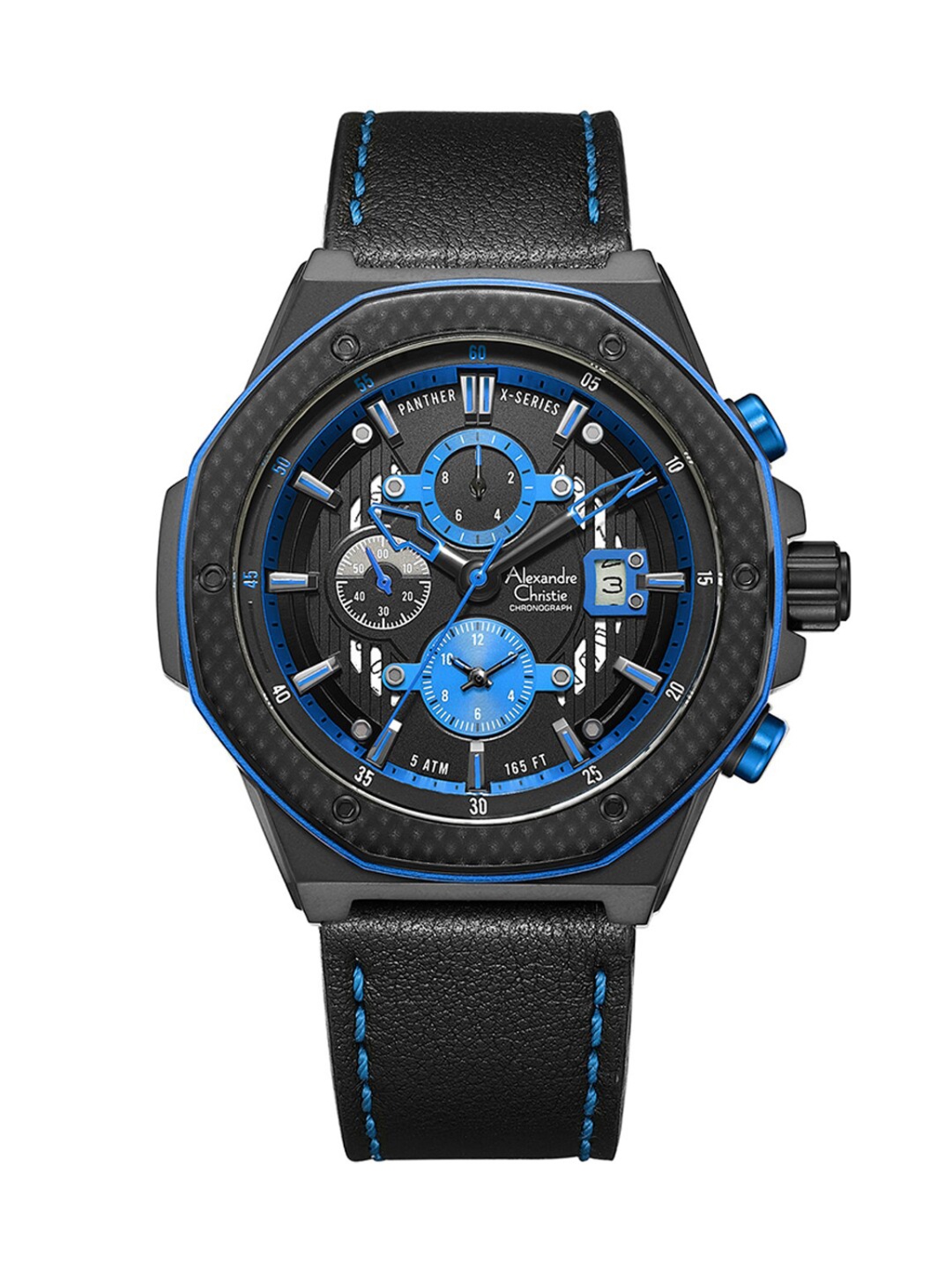 

Alexandre Christie Men Blue Dial & Black Leather Straps Analogue Watch 6600MCLIPBABU-Blue