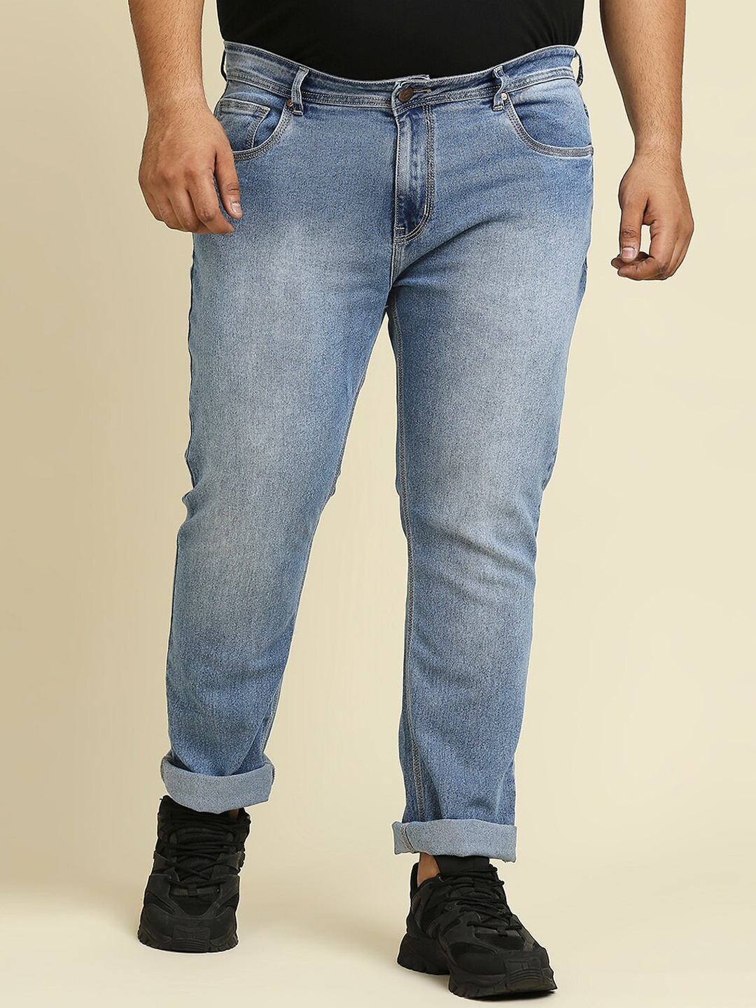 

Freeform by High Star Men Plus Size Blue Slim Fit Heavy Fade Stretchable Jeans