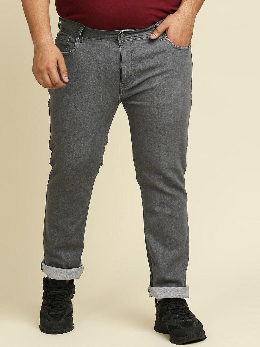 

Freeform by High Star Men Grey Plus Size Slim Fit Stretchable Jeans