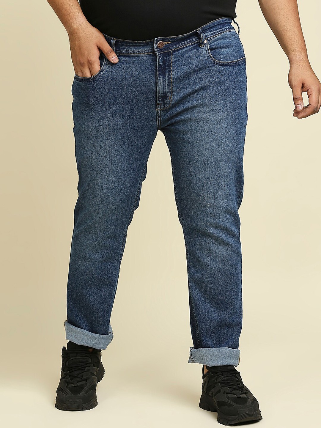 

Freeform by High Star Men Plus Size Blue Slim Fit Light Fade Stretchable Jeans