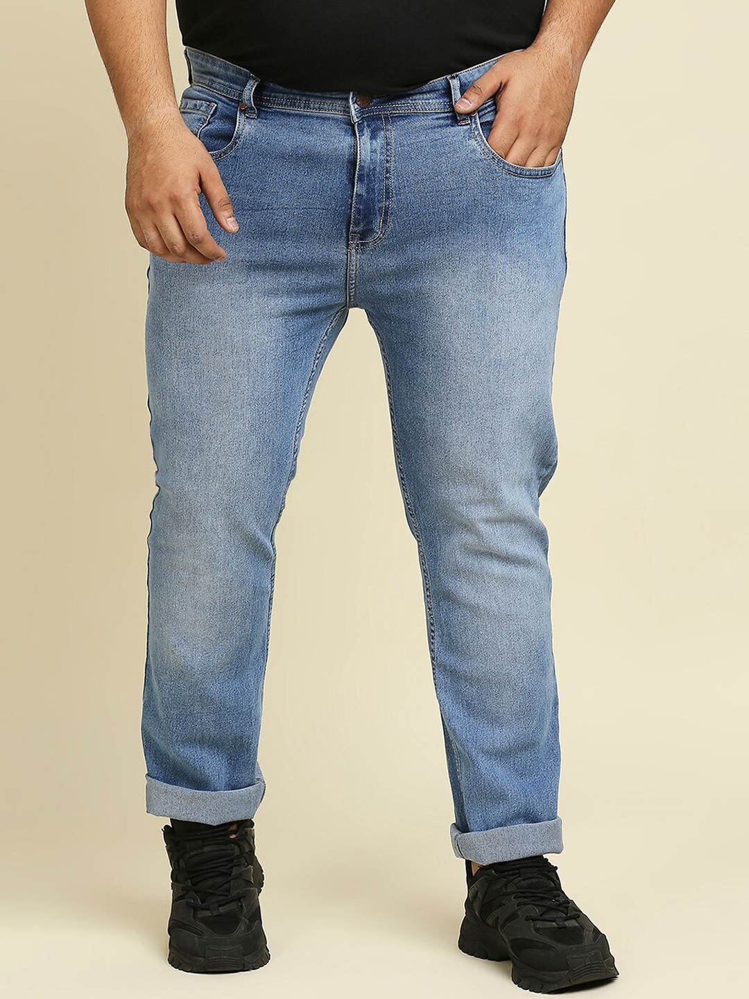 

Freeform by High Star Men Plus Size Blue Slim Fit Light Fade Stretchable Jeans