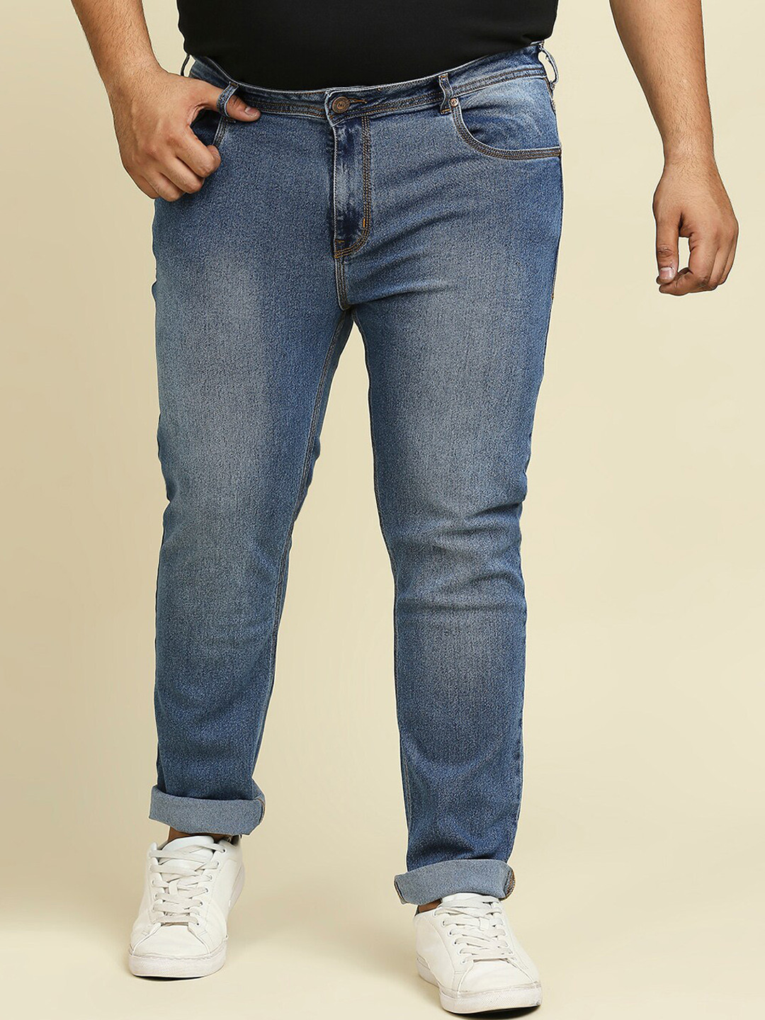 

Freeform by High Star Men Plus Size Blue Slim Fit Light Fade Stretchable Jeans