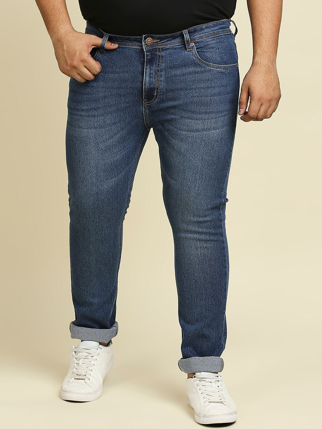 

Freeform by High Star Men Plus Size Blue Slim Fit Light Fade Stretchable Jeans