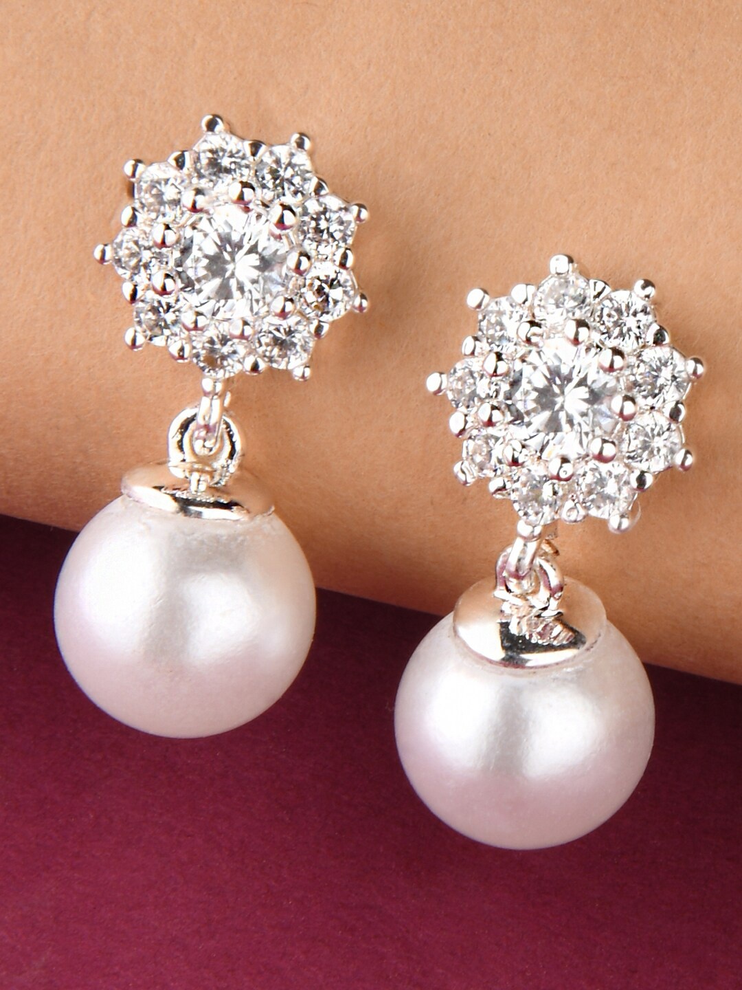 

Lilly & sparkle Silver-Toned Circular Drop Earrings