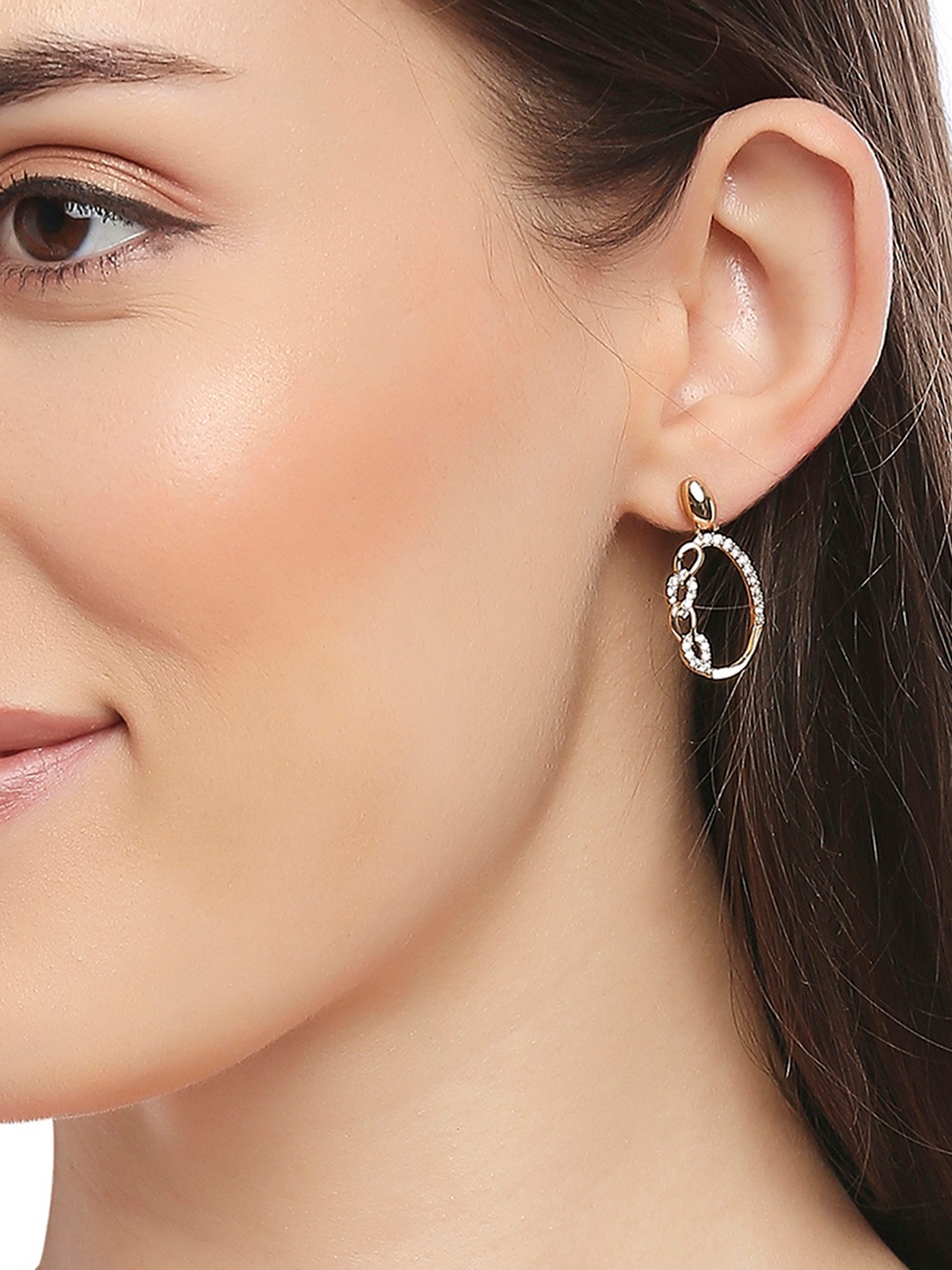 

Lilly & sparkle Gold-Toned Circular Drop Earrings