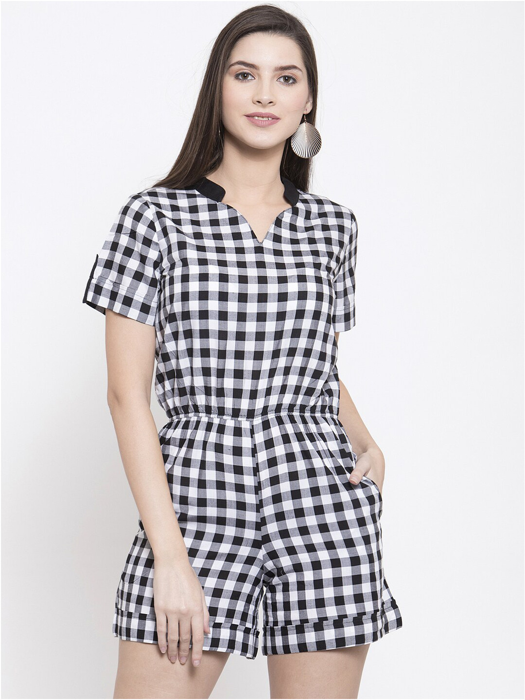 

Purple State White & Blue Checked Jumpsuit