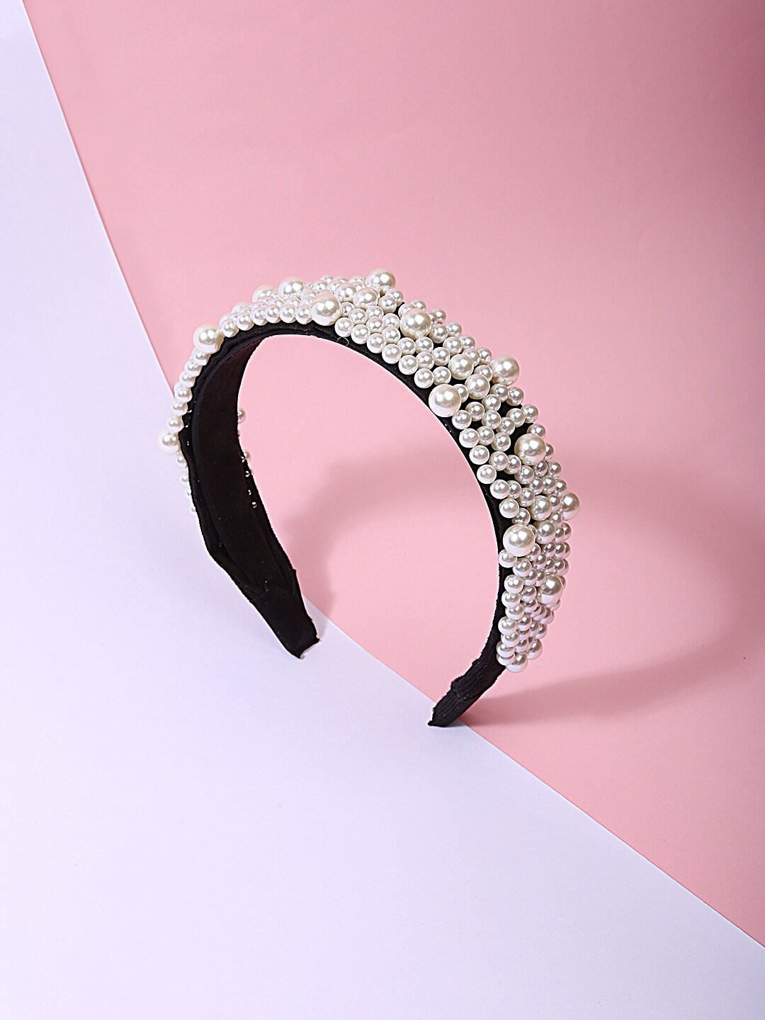 

Lilly & sparkle Women Black & White Assorted Pearl Embelished Hairband