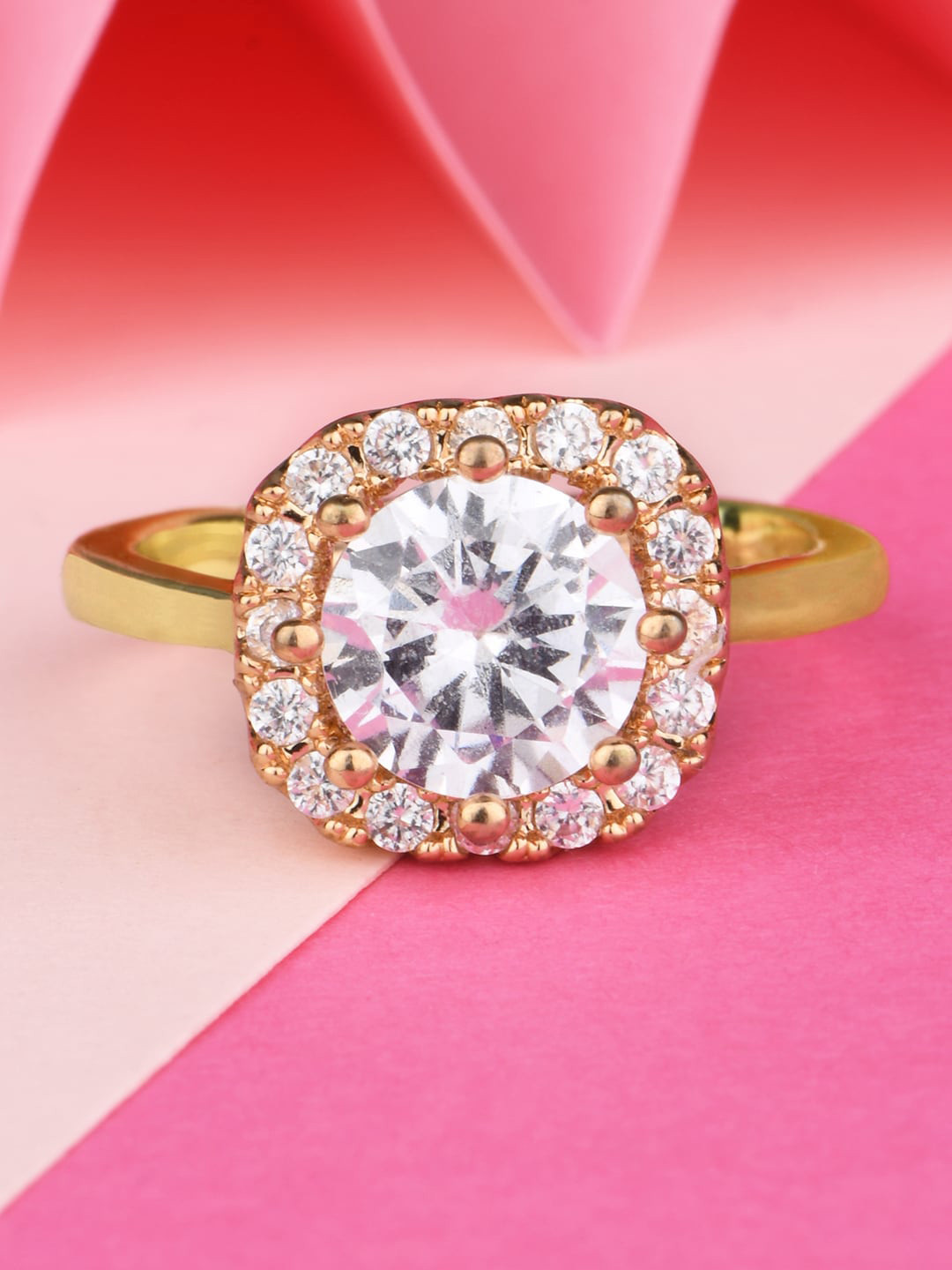 

Lilly & sparkle Gold-Plated CZ Studded Finger Ring