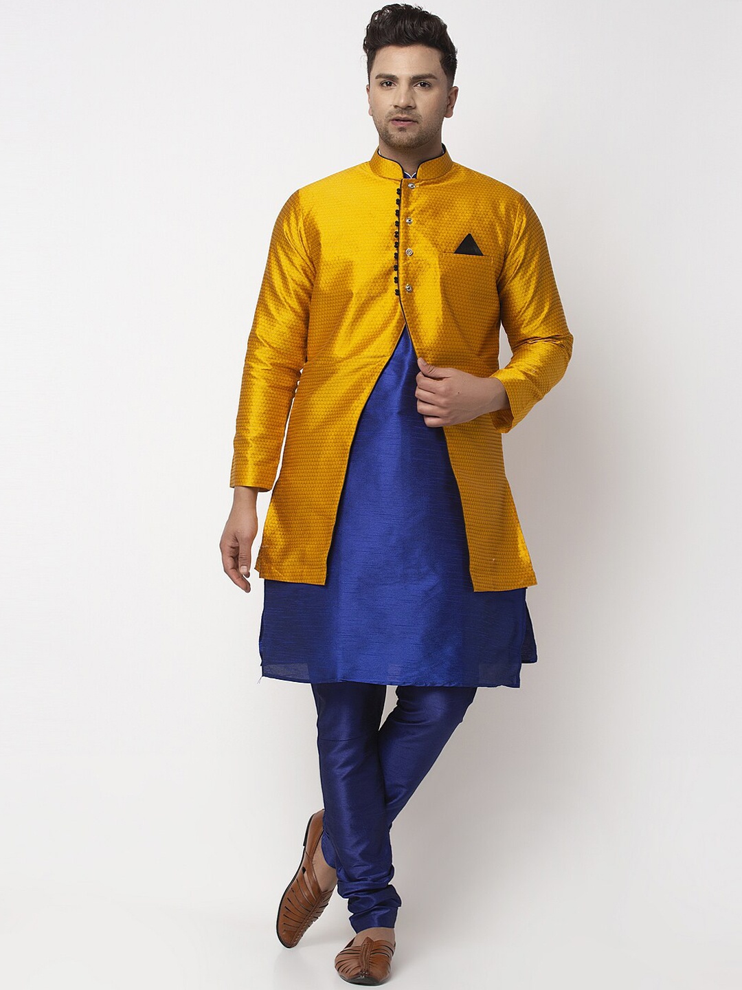 

Benstoke Men Blue Dupion Silk Kurta with Churidar