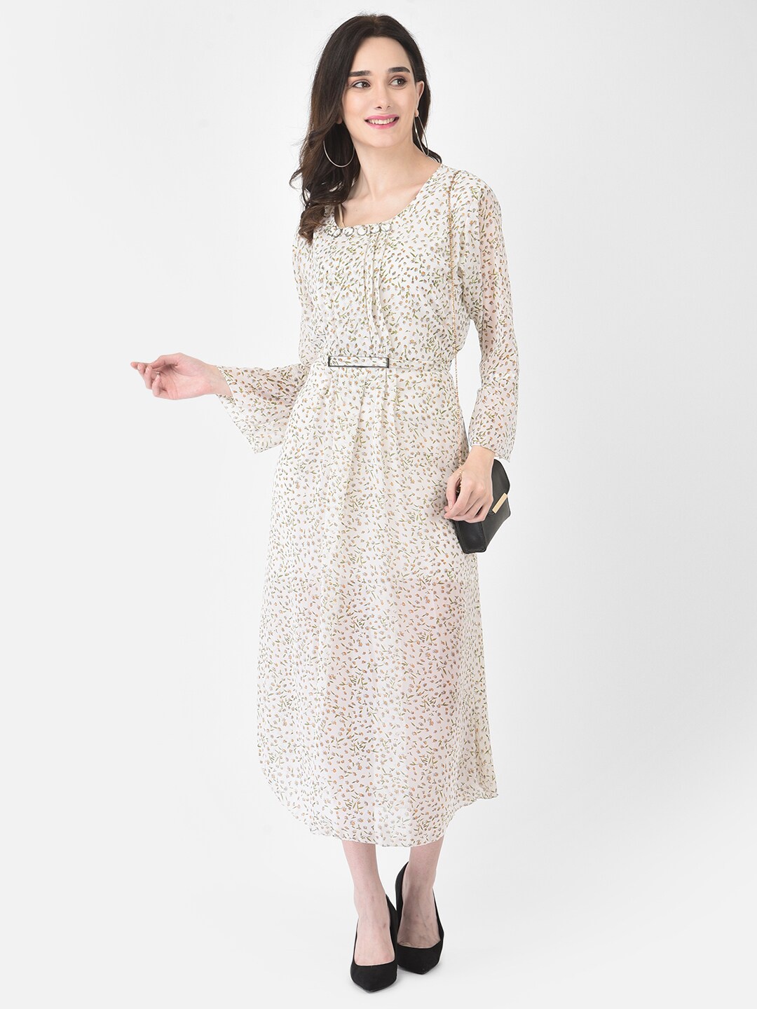 

FNOCKS White Georgette Midi Dress