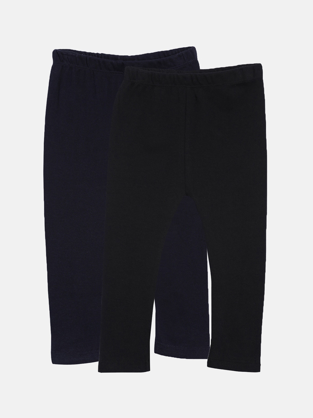 

Kryptic Girls Pack Of 2 Solid Pure Cotton Leggings, Black