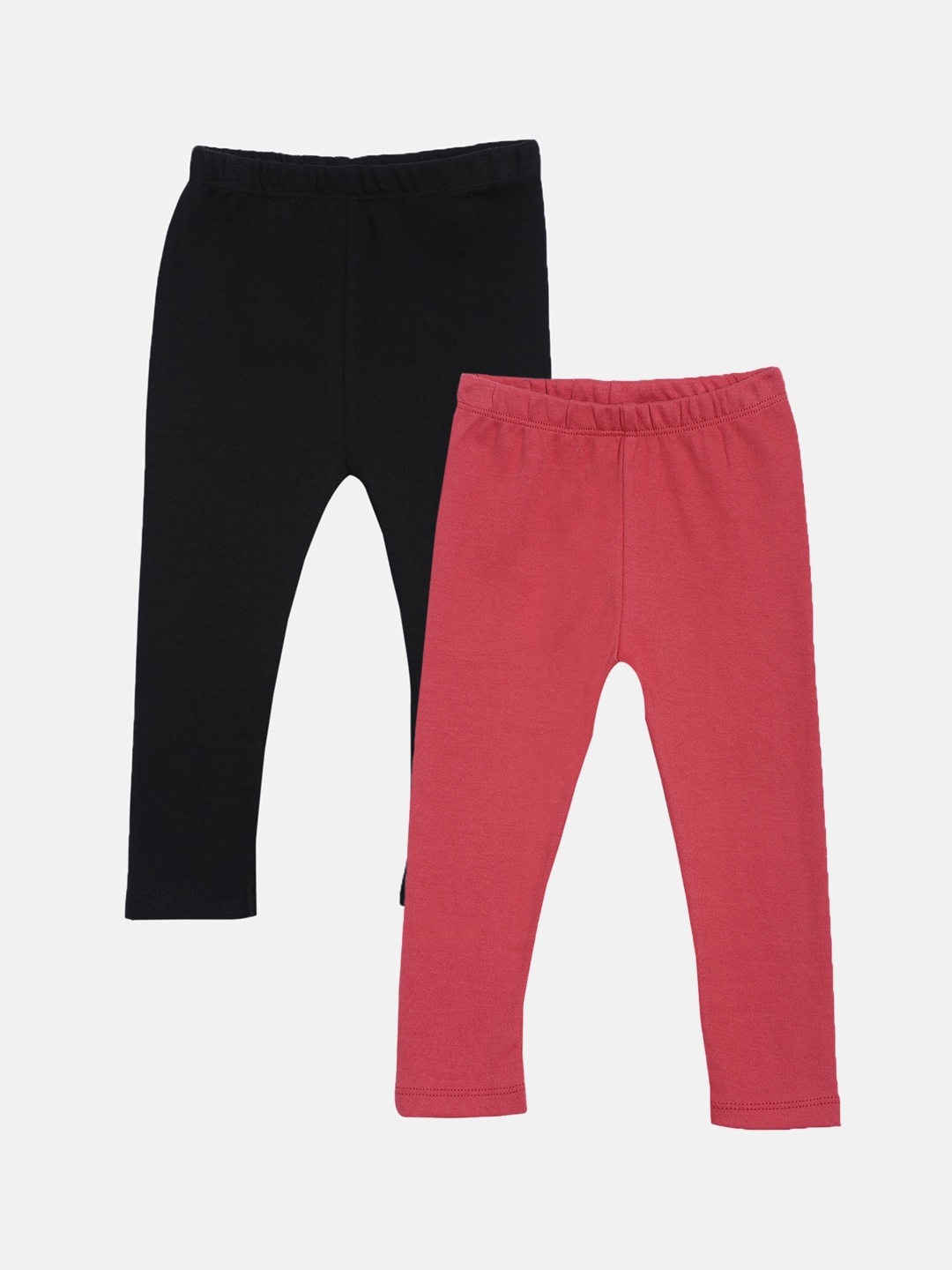 

Kryptic Girls Pack of 2 Pure Cotton Solid Ankle-Length Leggings, Black