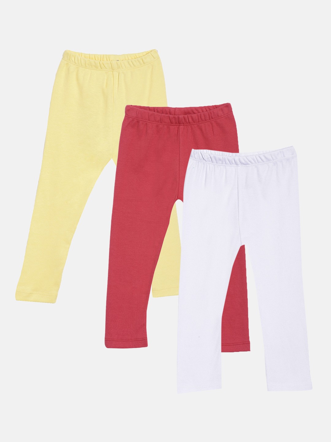 

Kryptic Girls Pack Of 3 Solid Pure Cotton Ankle-Length Leggings, Red