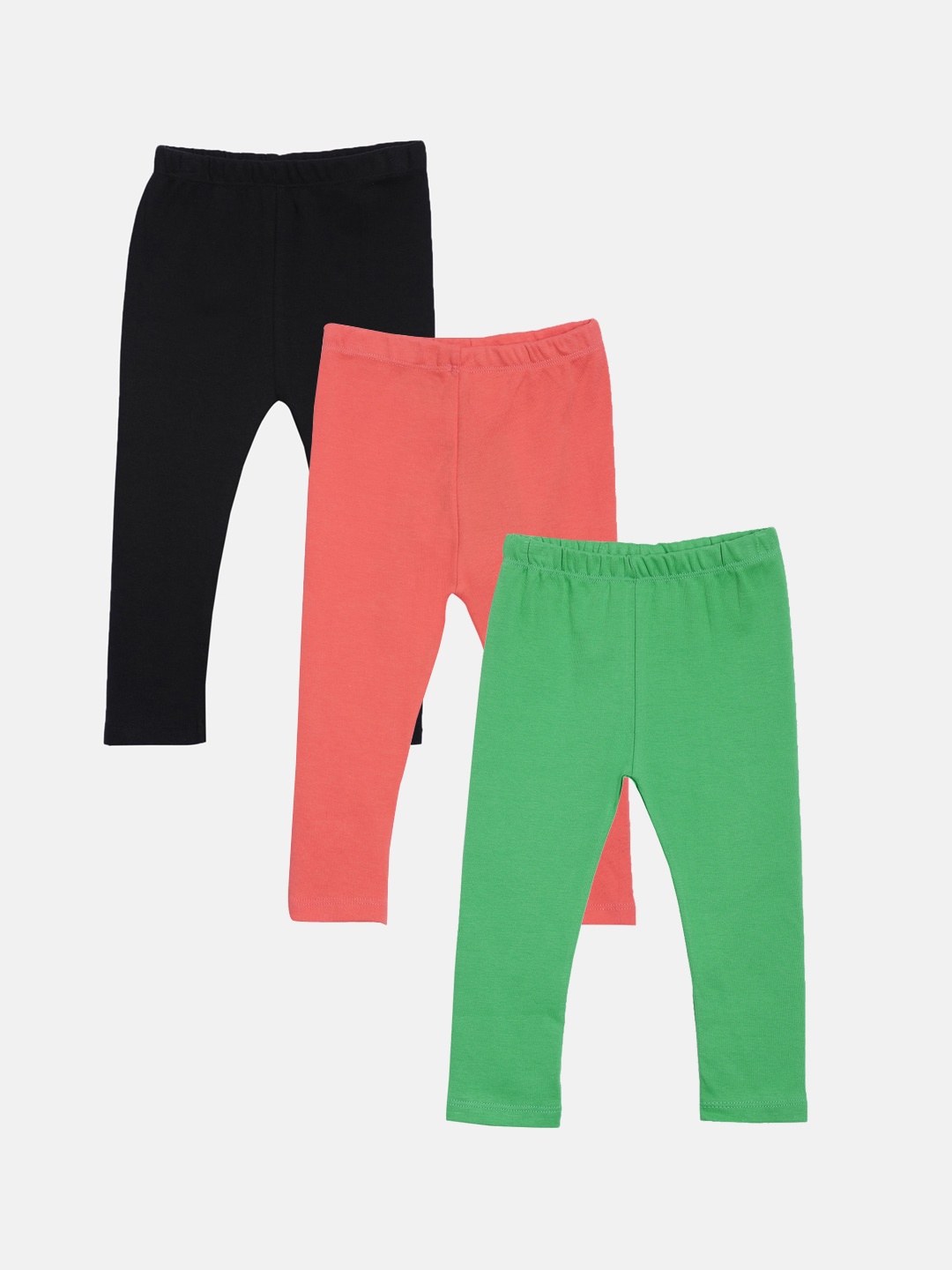 

Kryptic Girls Pack Of 3 Solid Pure Cotton Leggings, Green