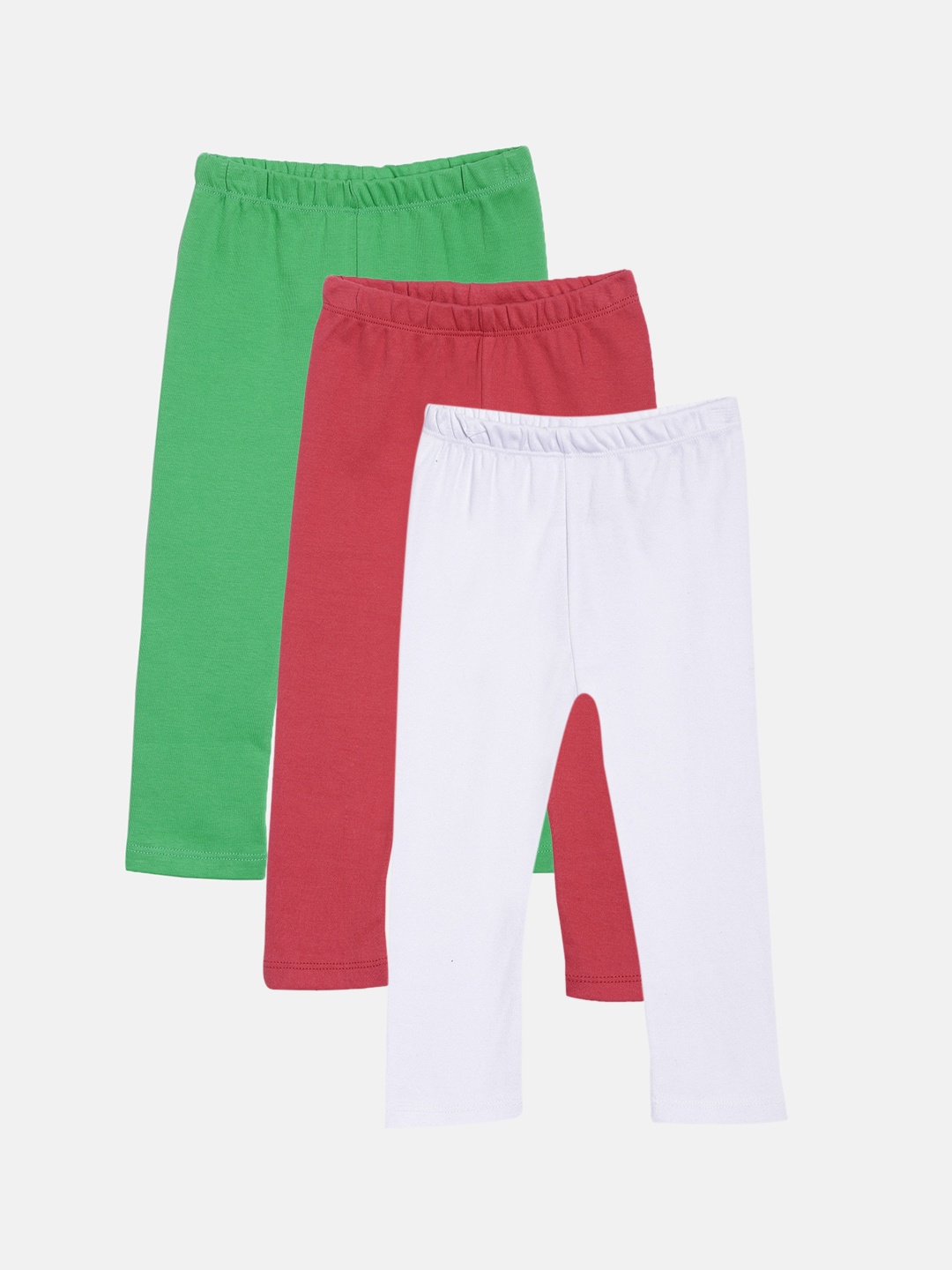 

Kryptic Infant Pack Of 3 Solid Ankle Length Pure Cotton Leggings, Green