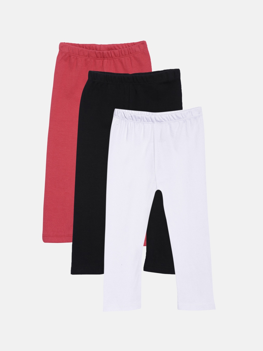 

Kryptic Infant Girls Pack of 3 Pure Cotton Solid Ankle-Length Leggings, Black