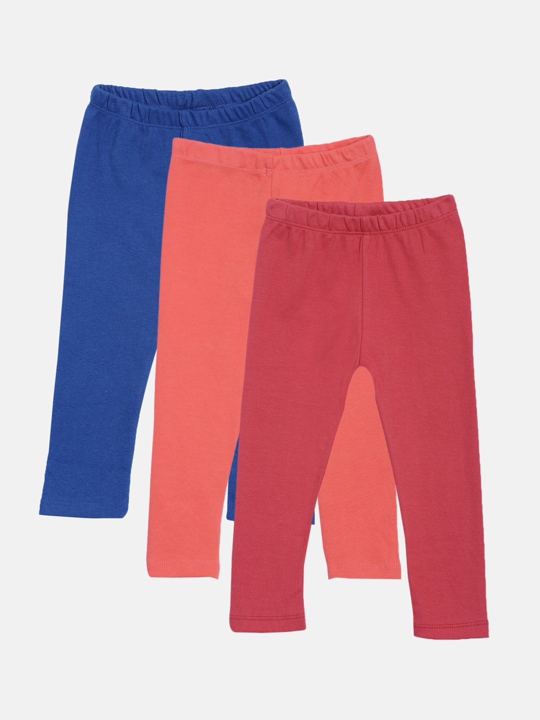 

Kryptic Kids-Girls Pack of 3 Solid Pure Cotton Ankle-Length Leggings, Blue