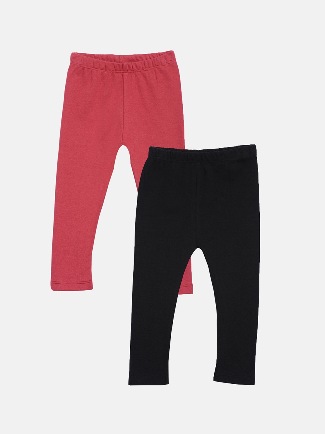 

Kryptic Girls Pack Of 2 Black & Red Solid Pure Cotton Leggings